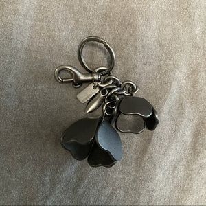 COACH Black Leather Rose Bag Charm